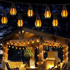 Solar String Lights for Outside, 33Ft Solar Patio Light with 15 Flickering by Jnaurb