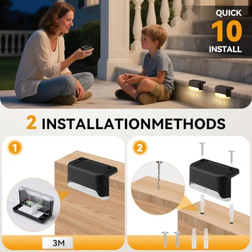VZZNN 24 Pack LED Outdoor Solar Deck Lights - WaterproofSolar Fence Lights， for Stairs, Fences, Railings Patio Decor & Garden Paths Warm White Outdoor Lights(Warm White) - Image 6