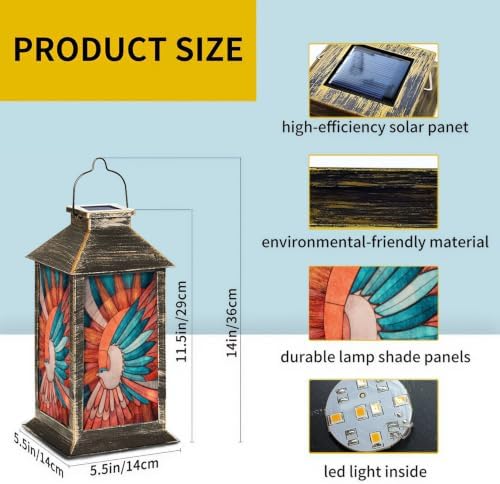 Solar Lantern Vintage Style Swallow Glass Outdoor Waterproof Garden Hanging Lantern Solar Powered Lighting Outside Solar Light for Patio Yard Camping, Gifts for Women Mom - Image 2