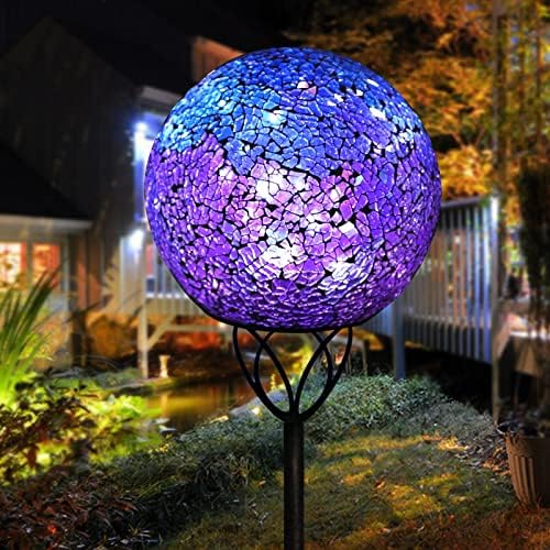 Afirst Solar Outdoor Decorative Light, Mosaic Ball Stake for Yard Decor, 6" - Image 6