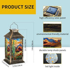 Solar Lantern Stunning Stained Glass Western Landscape Textured Cactus Outdoor Waterproof Garden Hanging Lantern Solar Powered Lighting Outside Table Lamp for Patio Deck Camping 1 Pack - Image 6