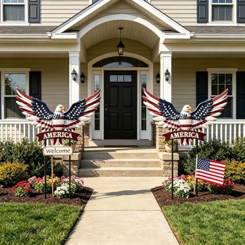Large Eagle Patriotic Decor Garden Stakes Decorative with America - Image 6
