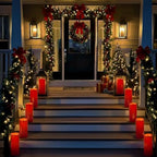 Homemory 4"x10" Burgundy Flameless Candles, Red Candles, Outdoor Waterproof Flameless Candles with Remote and Timers, Battery Operated LED Pillar Candles, Christmas Decor, Won't Melt Plastic, Set of 2 - Image 4