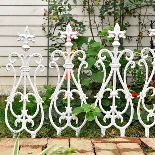 Sungmor Decorative Cast Iron White Flower Bed Fence - 28 Inches Tall 4 Pack - Image 3