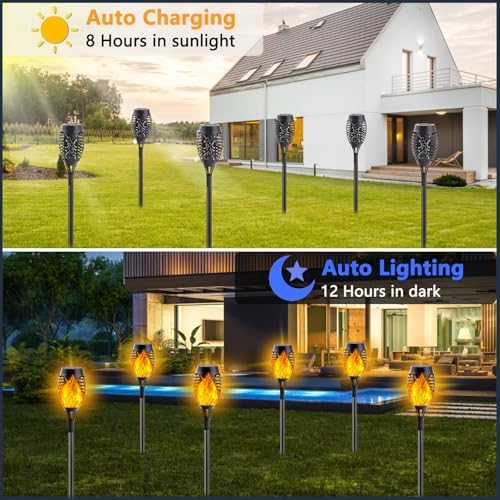 10Pack Solar Torch Lights with Flickering Flame Mini Solar Flame Lights - Image 4