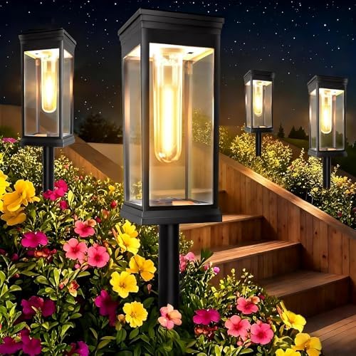 8 Pack Solar Pathway Lights Outdoor,IP65 Waterproof - Bright Solar Lights Outdoor,Auto On/Off Pathway Lights Solar Powered,Solar Path Lights for Walkway Driveway Garden by SolarPathwayLights