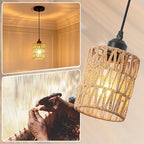 6-Pack Boho Rattan Lamp Shades - Cylinder Shade Natural Wicker Lampshades - Image 5