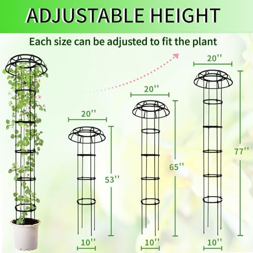 77-Inch Garden Trellis for Climbing Plants,Heavy-Duty Metal Obelisk with Mushroom Top,Stable Support for Potted Clematis,Tomato,Cucumber,Rose,Pea & Vine - Image 2