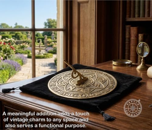 Solid Brass Sundial Clock for Garden Yard Outdoor | Handmade Shiny Brass Garden Sundial With Velvet Case Perfect for Beloved Ones | Home Decor Gift or Present Idea for Couples, Parents & Grandparents - Image 4