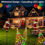 Christmas Solar Kettle Lights Garden Lawn Decorative Lights, Waterproof Hanging Christmas Santa Solar Kettle Light, Watering Can with Cascading Lamp, Stake for Garden Decor (Rainbow Light, 2 Pcs) - Image 4