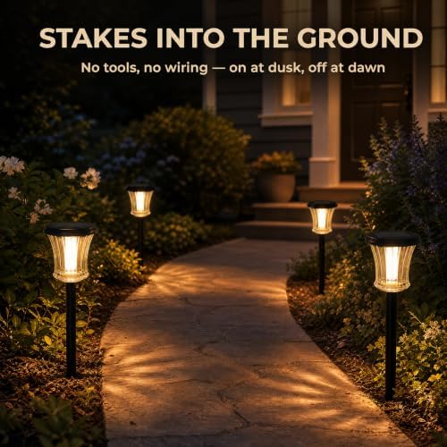 Glass Solar Pathway Lights, 4 Ambient Modes, Flame Torch Light, 6PK - Image 4