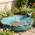 Outdoor Solar Bird Bath with Water Pump Fountain, Two Usage Modes for Hummingbird, 16.9"W Solar Powered Birdbath, Sunflower with bird, 7 nozzles Water Feature for Garden Backyard Decor (Peacock Blue) by Unknown