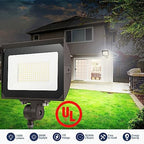 100W Outdoor LED Flood Light with Plate, 5000K Daylight 13000LM 120V, UL Waterproof LED Security Flood Lighting for Wall Wash/Sign/Flagpole/Tree/Yards/Advertising Boards - Image 2