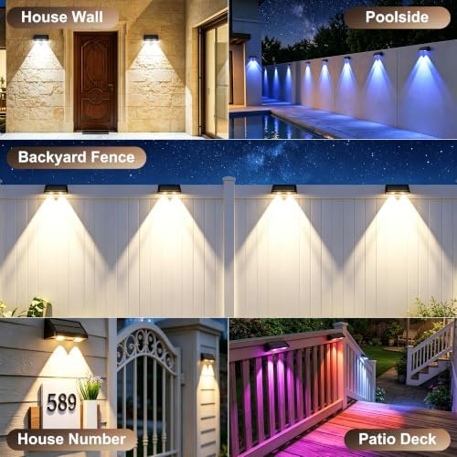 Solar Fence Lights Outdoor,RGB Color Changing Lights,18-20H,12 Pack - Image 2