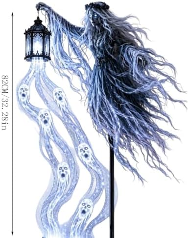 Halloween Soul Harvester Animated Solar Powered Garden Light,Halloween Ghost Yard Light, Solar Witch and Glowing Soul Stake, for Lawns, Gardens, Porches, Walkways and Seasonal Outdoor Displays (D) - Image 2
