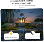 Pagoda Garden Statue, Resin Solar Japanese Pagoda Lantern, Decorative Zen Garden Landscape for Yard Patio Lawn, Style1 - Image 2
