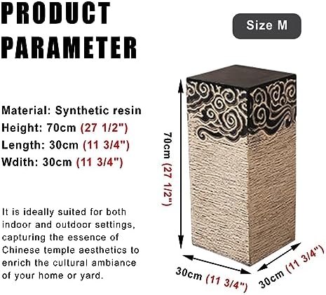 ARCVOX Xiangyun Pedestal Column Plant Stand, Yard Porch Columns & Pillars, Asian House Decor Antique Stone Finish, Traditional Pillar Statue Sculpture (Size : Size M) - Image 6