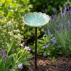 Ceramic Pollinator Watering Station for Garden, Flower Shaped Bee Butterfly Water Feeder Bowl on Stake, Outdoor Yard Decor, 1 Pack, Blush Pink - Image 7