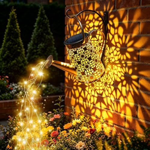 VOOKRY Solar Watering Can Lights, Large Retro Metal Hanging Solar Lights Outdoor Waterproof, Gifts for Women Mom Grandma Birthday, Outside Yard Garden Porch Lawn Patio Decoration, Warm White - Image 2