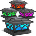 SIEDiNLAR Solar Post Cap Lights Outdoor Glass 2 Color Modes Black (4 Pack) by Siedinlar