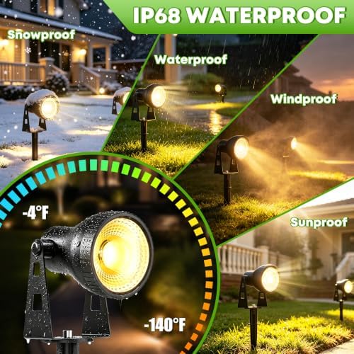 6 Pack Low Voltage Landscape Lighting, LED Garden Spotlights - Image 6