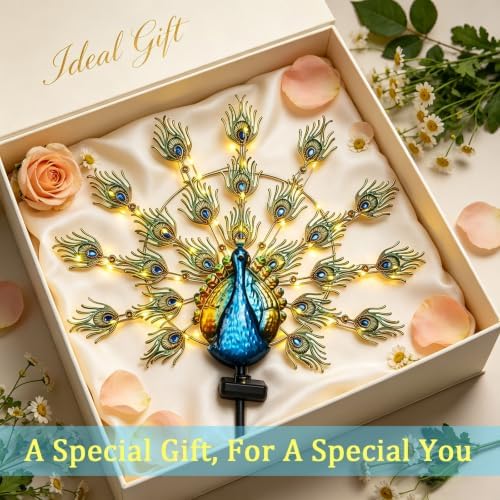 Large Solar Peacock Decorative Garden Stake Metal Yard Art Decor - Image 4