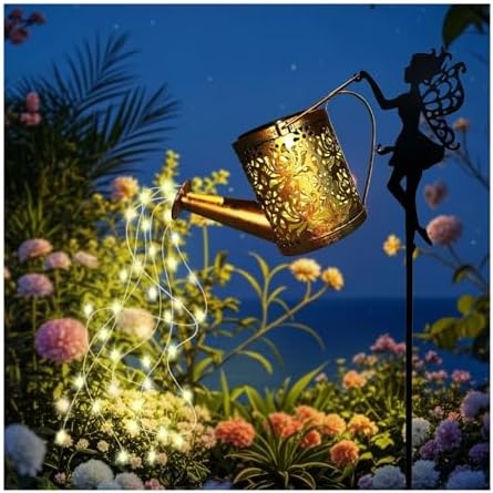 Solar Garden Decorative Watering Can Light – with Waterfall Effect, Christmas/Halloween Outdoor Garden Decoration(1pcs) - Image 5