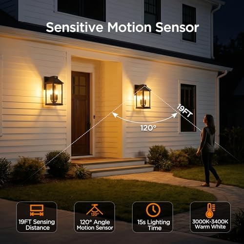 ropelux Solar Lights Outdoor Waterproof, 3 Modes Porch Lights, Motion Sensor Outside Light for House, Outdoor Wall Lights Lantern, Exterior Lighting Fixtures for Garden Patio Fence Yard Garage, 1Pack - Image 2