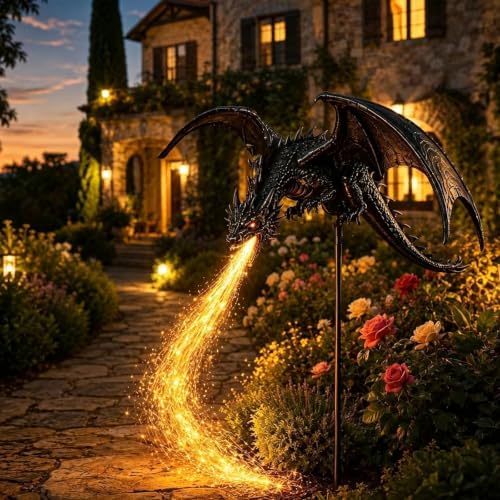 Solar Dragon Fire Garden Light,2027New Gothic Winged Dragon StakeLight 2pcs - Image 3