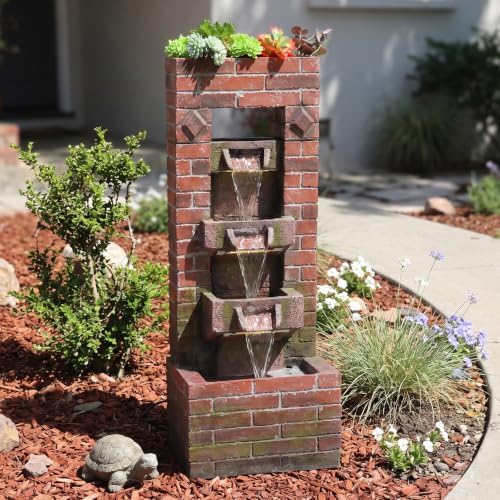 Bumilgar 34" Brick Outdoor Fountain Garden LED Lights - Image 3