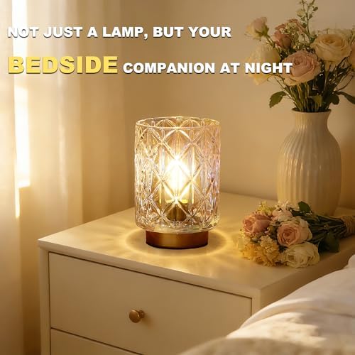 ULAROOM Battery Operated Lamp,Cordless Glass Accent Lamp with Timer,Clear - Image 2