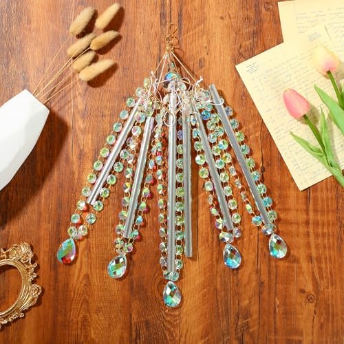 Crystal Wind Chimes - Glass Wind Chimes for Outside, Outdoor Crystal Suncatcher with Tuned Tubes, Reflective Windchimes Outdoors Unique, Hanging Prism Rainbow Maker Chandelier Home Decor Gift - Image 3