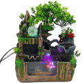 Tabletop Waterfall Fountain, Mini Rockery Fountain with Color-Changing LED Light, Indoor Resin Desktop Fountain Décor for Home Office, 7 x 11.8 x 13 Inch by Milzeone