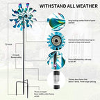 Decoroca Large Outdoor Metal Wind Spinners - Wind Sculptures & Spinners for Yard Patio Lawn Garden Decorations, Windmill Outdoor Clearance with Stable Metal Stake(Blue&Green Rotating) - Image 6