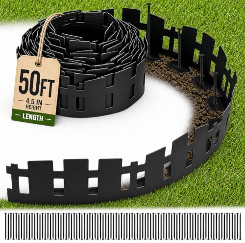 Garden Edging Border 50FT, 4.5 in Black Picket Fence Border for Lawn & Yard by Unknown