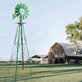 8FT Garden Windmill, Metal Yard Decor with Weather Vane, Green by HAHASOLE