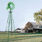 8FT Garden Windmill, Metal Yard Decor with Weather Vane, Green by HAHASOLE