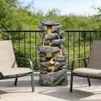 39" 7-Tier Cascading Rock Fountain - with LED Lights & Pump, Outdoor Garden Decor, Self-Contained Recirculating & Weather-Resistant (17 * 13 * 39") - Image 7