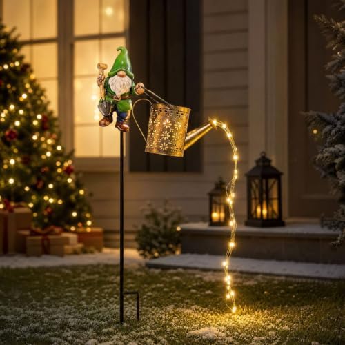 Solar Lamp Ironware Watering Can Christmas Outdoor Lawns Garden Light Decor - Image 4