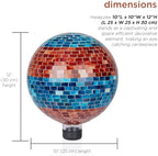 Alpine Corporation HGY292 Striped Mosaic Gazing Globe, Stylish Décor for Garden, Patio, & Lawn, 12" H, Orange and Turquoise - Image 3