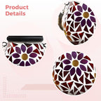 Mosaic Solar Lights Outdoor, Hanging Solar Lantern with Stained Glass Oval Flower Pattern, Tabletop Light, No Wiring, Auto On Off, 4.33 x 4.33 in, for Patio and Garden - Image 2