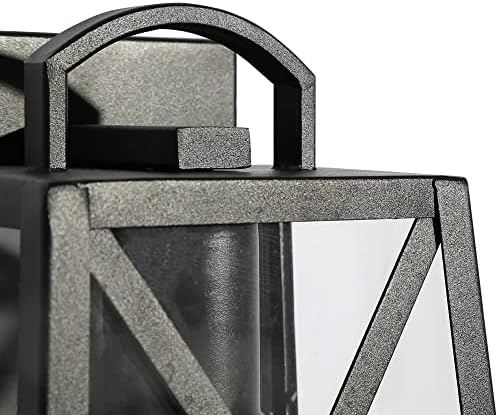 Black Outdoor Wall Sconce Lights, Farmhouse Trapezoid Anti-Rust Waterproof Outdoor Porch Lights Wall Mount Exterior Light Fixture with Clear Glass for Patio, Froot Door, Garage - Image 6