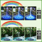 Yzert Remote Solar Fountain Adjust Spray Height with Fantastic Colorful Lights, 2026 6W Solar Bird Bath with 4000 mAh Battery, Solar Water Fountain Pump for Outdoor, Garden Decor, Pond, Pool (54LEDs) - Image 5