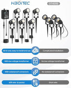 HIBOITEC Low Voltage Landscape Lighting with Transformer Photocell Sensor and Timer Spotlights Kit 56FT ETL Approved Wire 2700K 6 Packs - Image 2