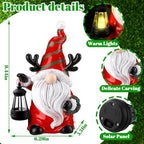 Suzile 2 Pack 9.4 Inch Gnome Statue Christmas Garden Decor with Solar Lights Resin Outdoor Christmas Decoration Figurine with LED Lantern Outside for Courtyard Lawn Patio Porch Housewarming Gift - Image 4