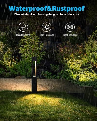 SUNVIE 12-Pack Low Voltage Pathway Lights Wired with Spotlights LED Outdoor Landscape Lighting Kit for Path, Garden, Yard, Patio, Cast-Aluminum, IP65 Waterproof, 12-24V AC/DC, 3000K Warm White, Black - Image 3