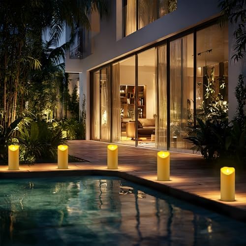 Raycare Large Outdoor Flameless Candles with Remote & Timer, Waterproof Battery Operated LED Pillar Candles, Ivory White, 4"x9", Set of 2 - Image 6