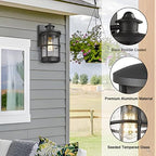 Outdoor Wall Sconces, Outdoor Wall Lights, Exterior Wall Mount Lighting, Wall Light Fixture in Black Finish with Seeded Glass (Black, 2 Pack) - Image 4