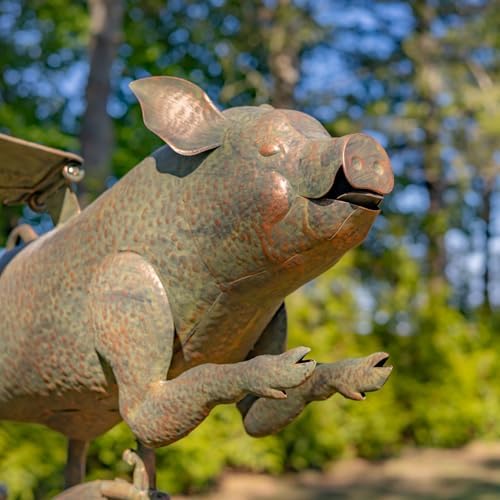Large Rocking Animals with Flapping Wings Garden Stakes (Bronze, Flying Pig) - Image 3