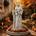 St Francis Garden Statue Outdoor, 31 in Catholic Patio Decor by Ultym